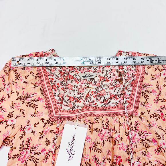 Arnhem Lily Blouse Candy Pink Multi Color Women Size 8 Flutter Bell Sleeves Top - Picture 13 of 16